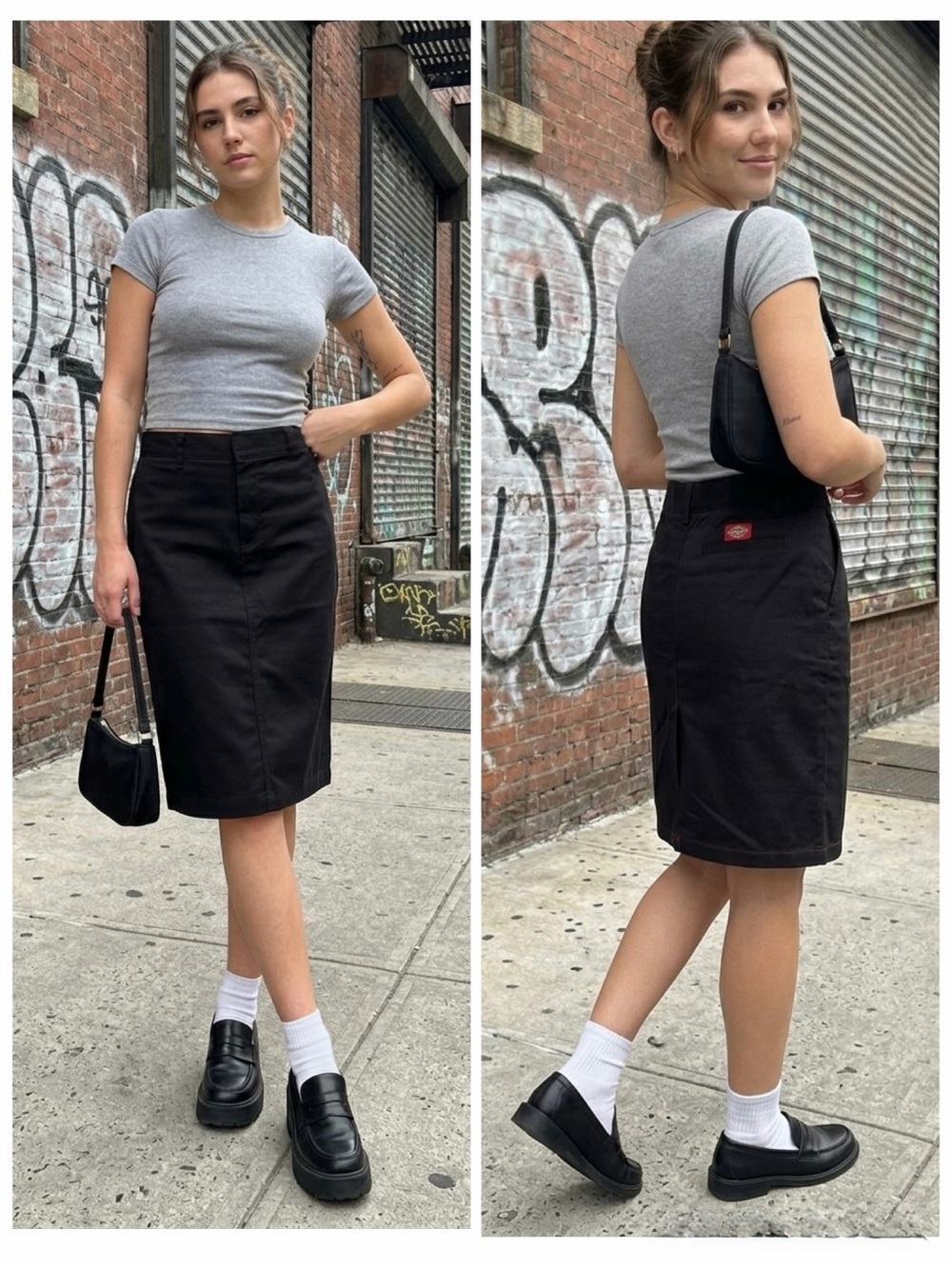 Dickies Black Twill Pencil Skirt Cotton Blend Uniform Skater Women's Size 6 NWOT